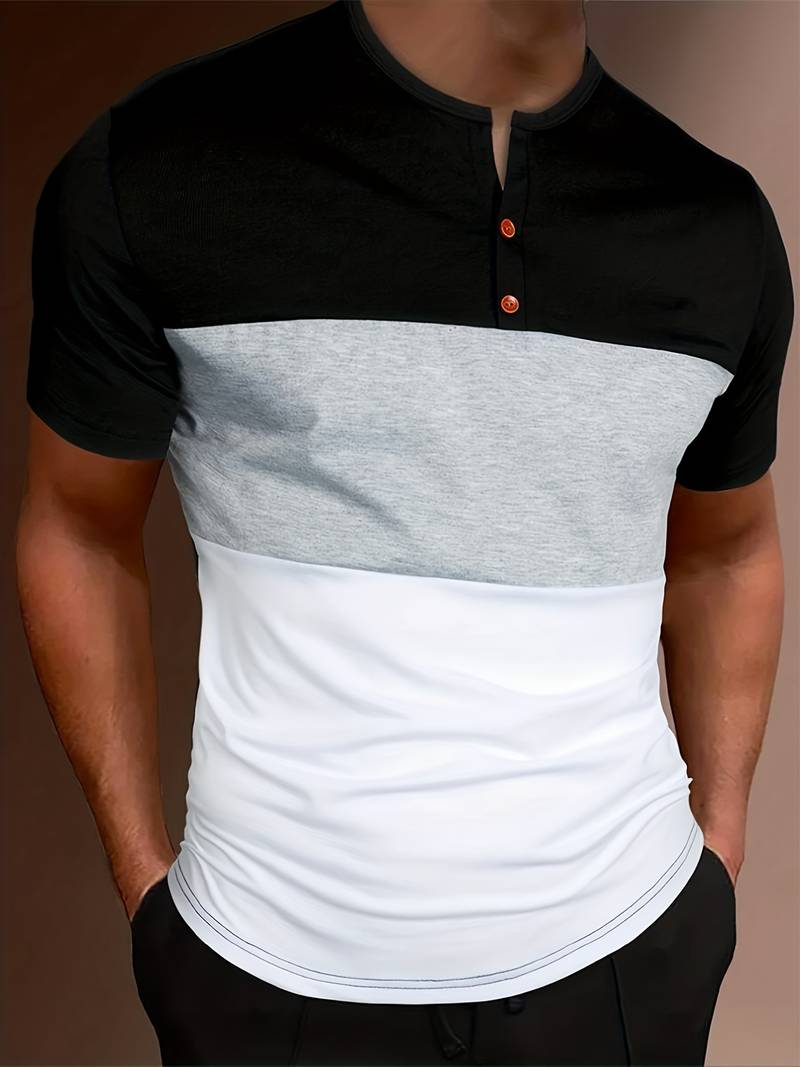 Lucia® | T-Shirt With Different Color Blocks For Men