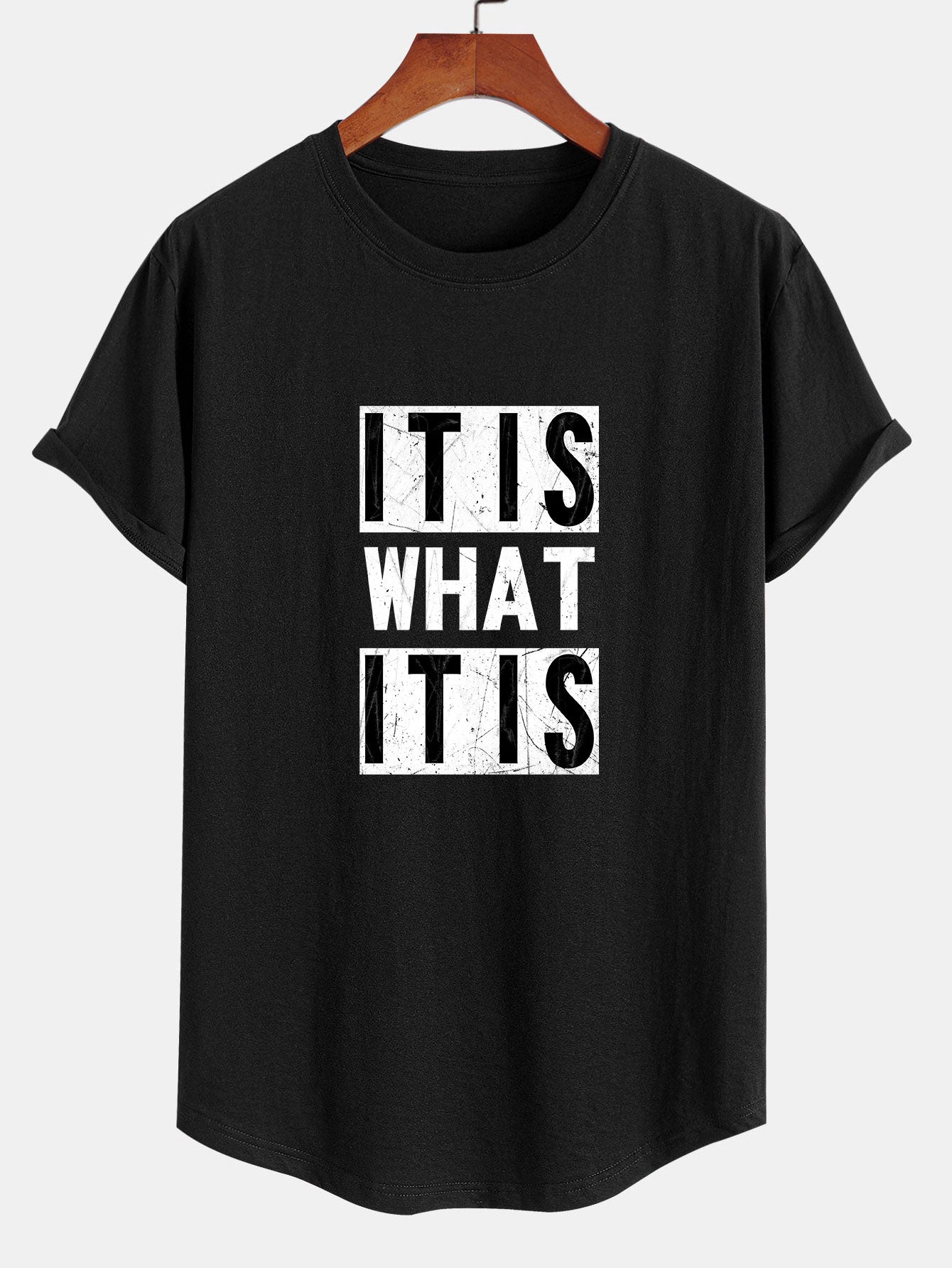 Olindo® | It Is What It Is Print Cotton Arc Hem T-Shirt