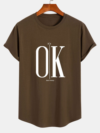 Paul® | Ok Slogan Print Cotton Arc Hem T-Shirt