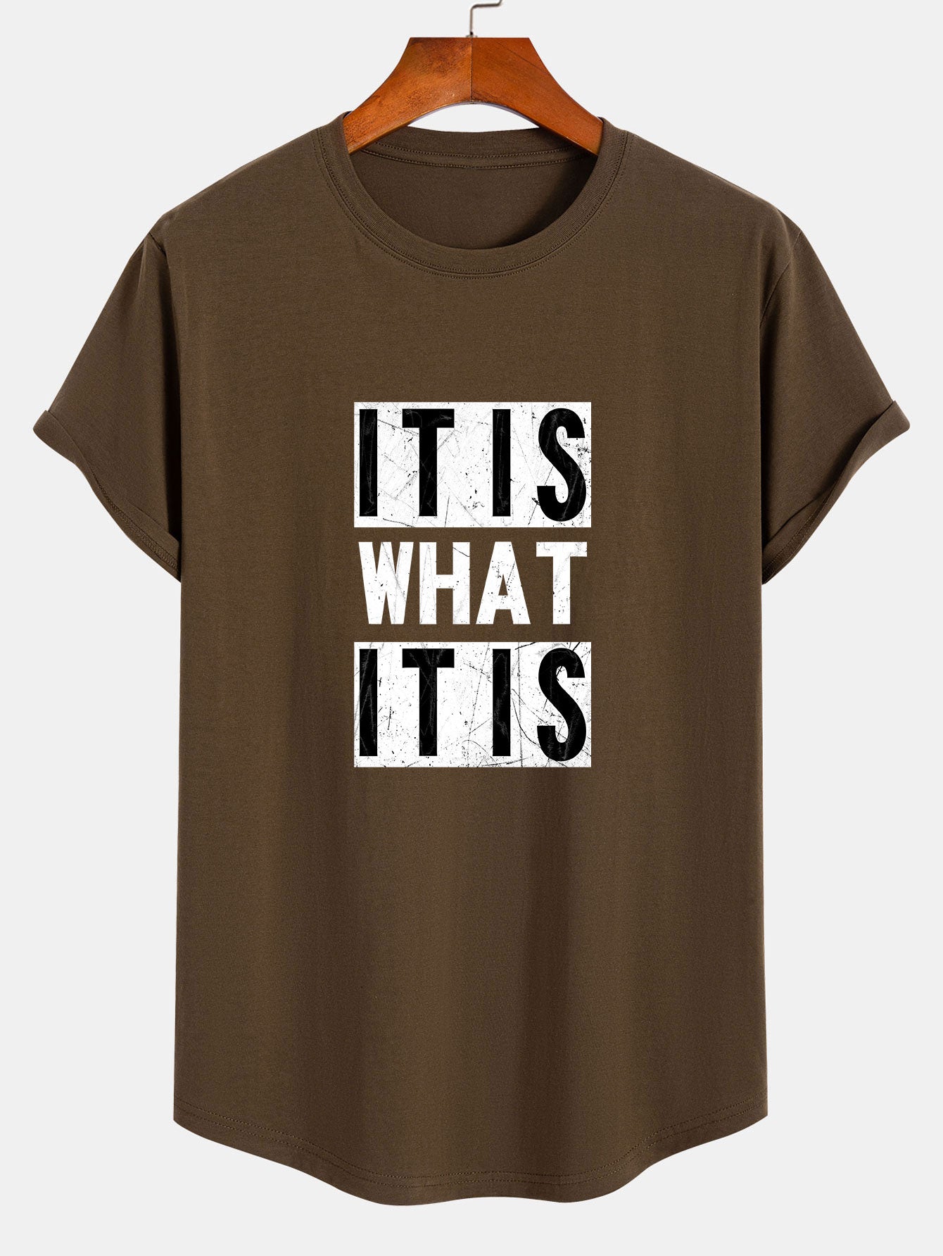Olindo® | It Is What It Is Print Cotton Arc Hem T-Shirt