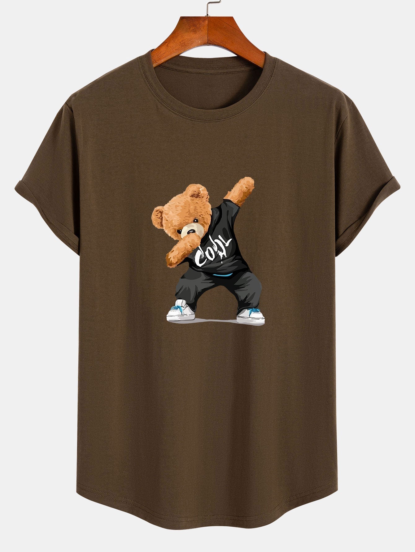 Guillermo® | Cool Bear Print Cotton Arc Hem T-Shirt
