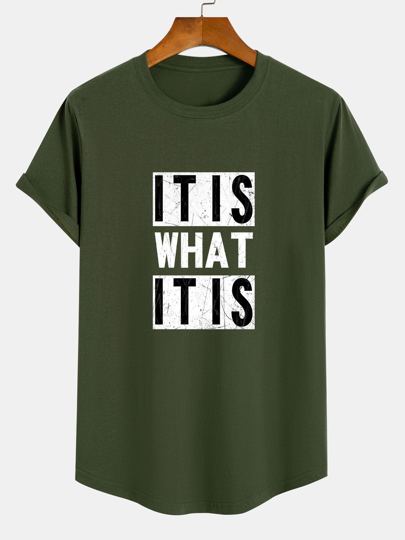 Olindo® | It Is What It Is Print Cotton Arc Hem T-Shirt