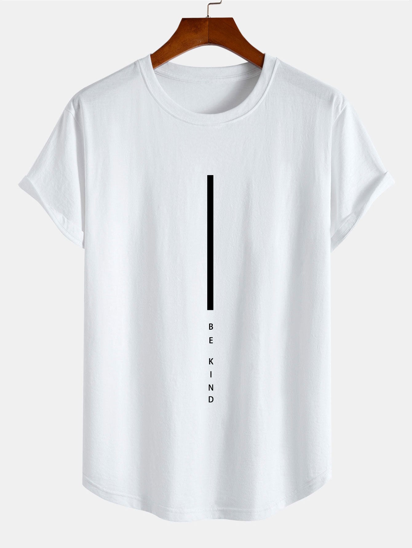 Nino® | Stripe Be Kind Print Cotton Arc Hem T-Shirt