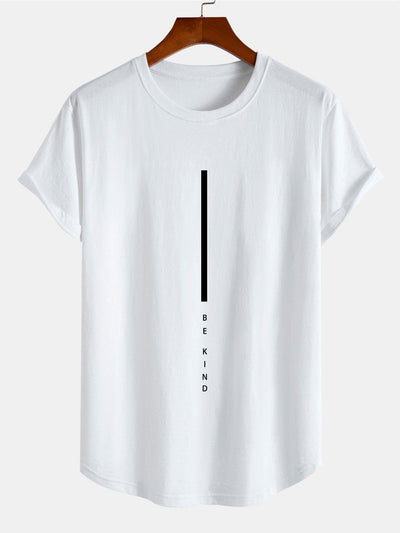 Nino® | Stripe Be Kind Print Cotton Arc Hem T-Shirt