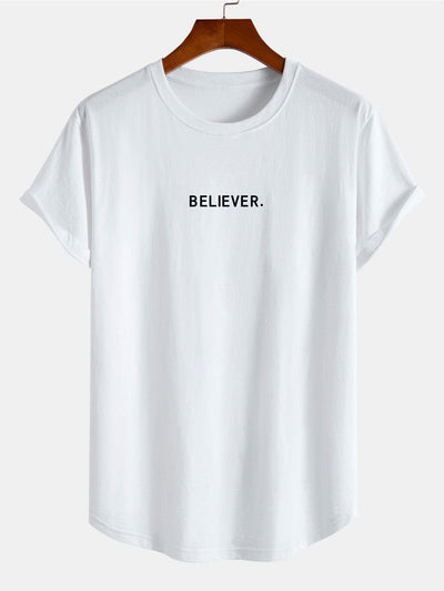Noé® | Believer Print Cotton Arc Hem T-Shirt