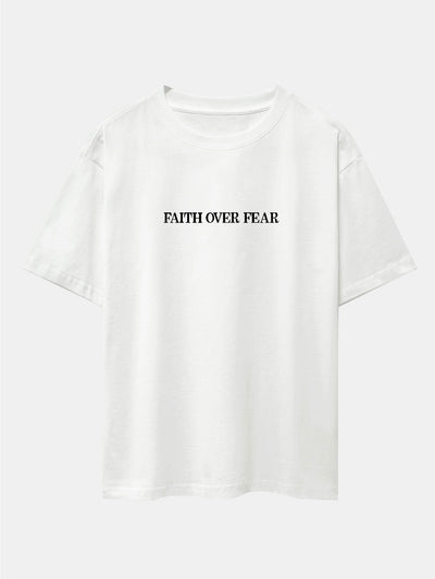 Norberto® | Faith Over Fear Print Drop Shoulder Oversize T-Shirt