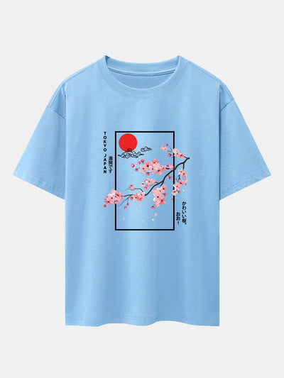 Joel® | Cherry Blossom Slogan Print Drop Shoulder Oversize T-Shirt