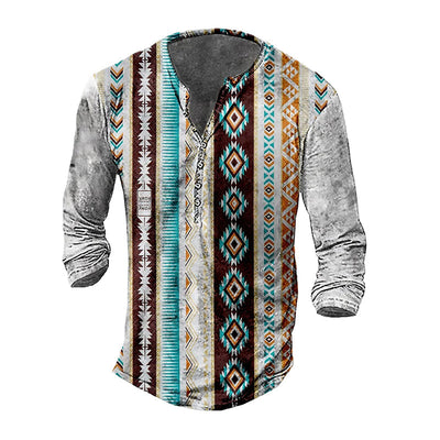 Jon® | Men'S Casual Long-Sleeved V-Neck Printed T-Shirt