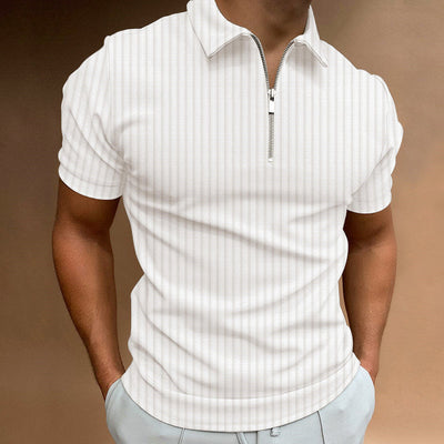 Judoc® | Striped Zip-Up Polo T-Shirt