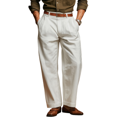 Christopher | Men'S Casual Solid Color Breathable Cotton Straight Suit Pants (Belt Excluded)