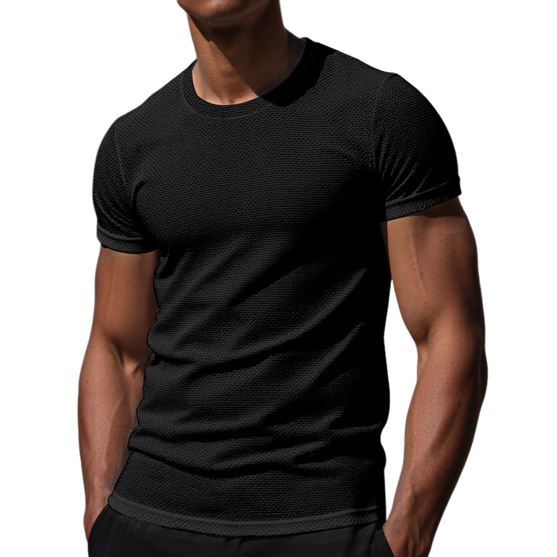 Antonio | Men'S Solid Color Textured Round Neck Short-Sleeved T-Shirt