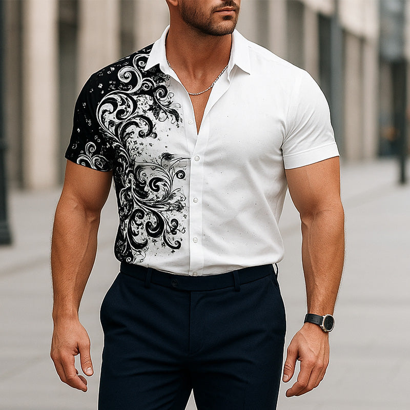 Lance | Men'S Summer Fashion Printed Cotton Short Sleeve Shirt