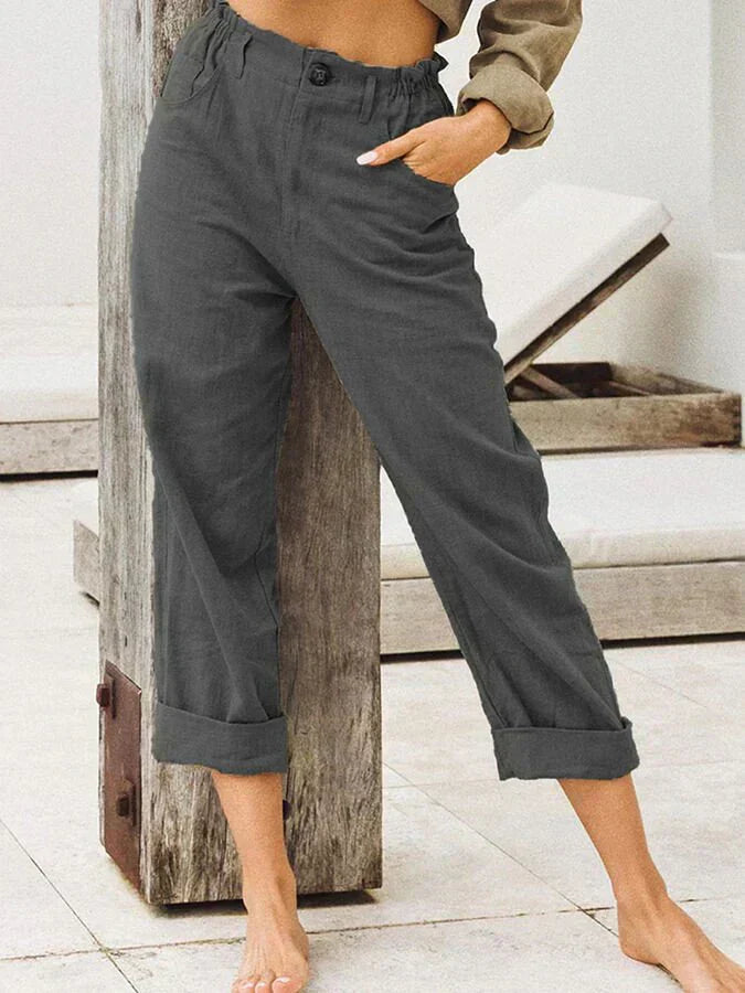 Teodoro® | Stylish Linen Trousers With Rolled Hem Comfort & Trend