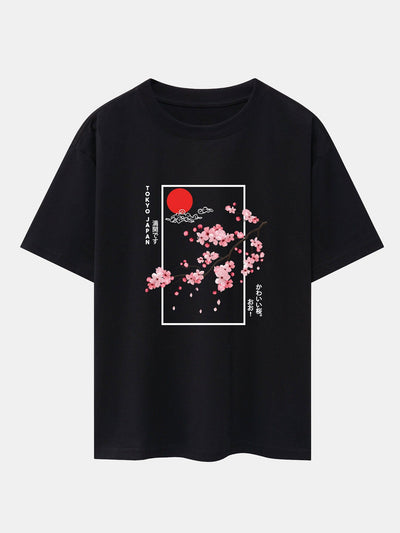 Joel® | Cherry Blossom Slogan Print Drop Shoulder Oversize T-Shirt