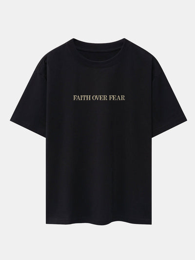 Norberto® | Faith Over Fear Print Drop Shoulder Oversize T-Shirt