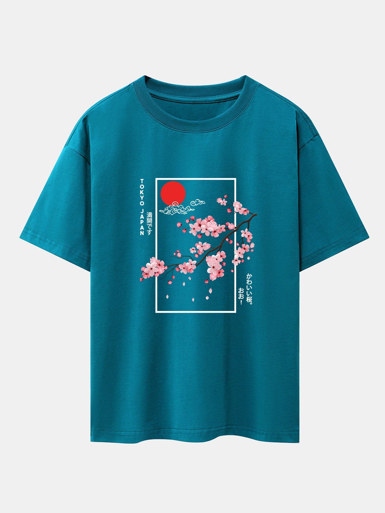 Joel® | Cherry Blossom Slogan Print Drop Shoulder Oversize T-Shirt