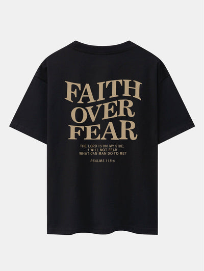 Norberto® | Faith Over Fear Print Drop Shoulder Oversize T-Shirt