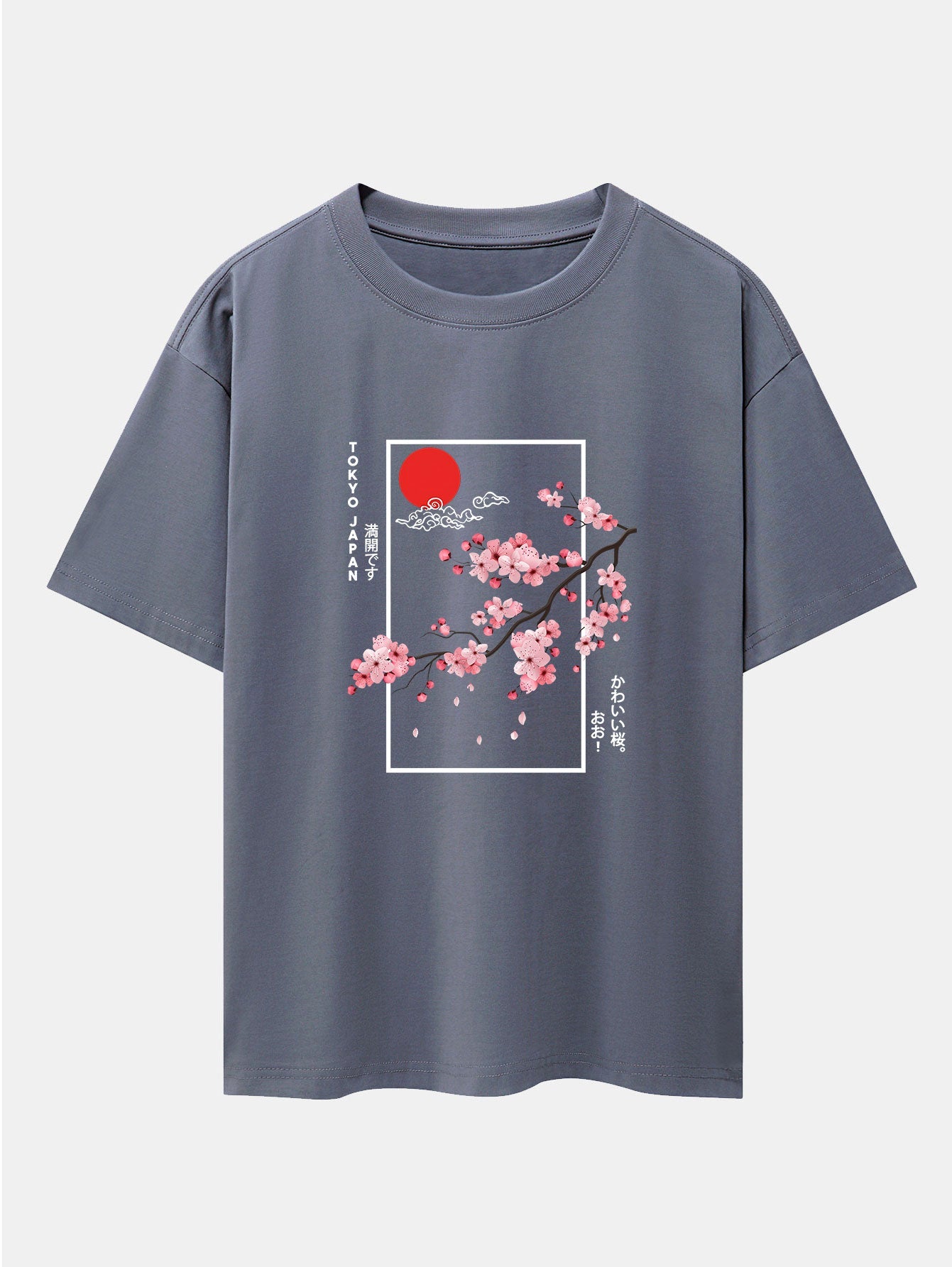 Joel® | Cherry Blossom Slogan Print Drop Shoulder Oversize T-Shirt