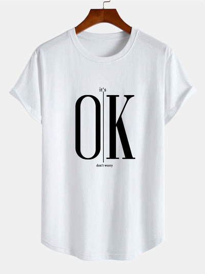 Paul® | Ok Slogan Print Cotton Arc Hem T-Shirt