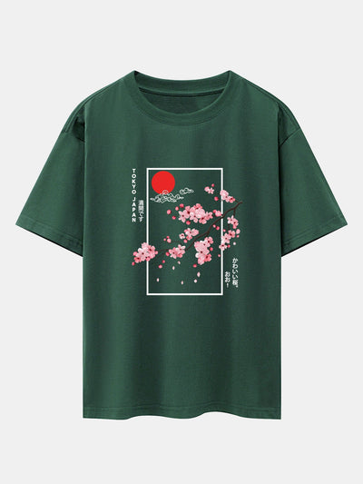 Joel® | Cherry Blossom Slogan Print Drop Shoulder Oversize T-Shirt
