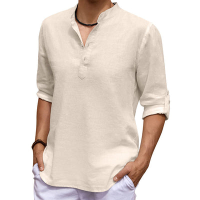 Jourdain® | Casual Solid Color Long-Sleeved Shirt With Stand-Up Collar