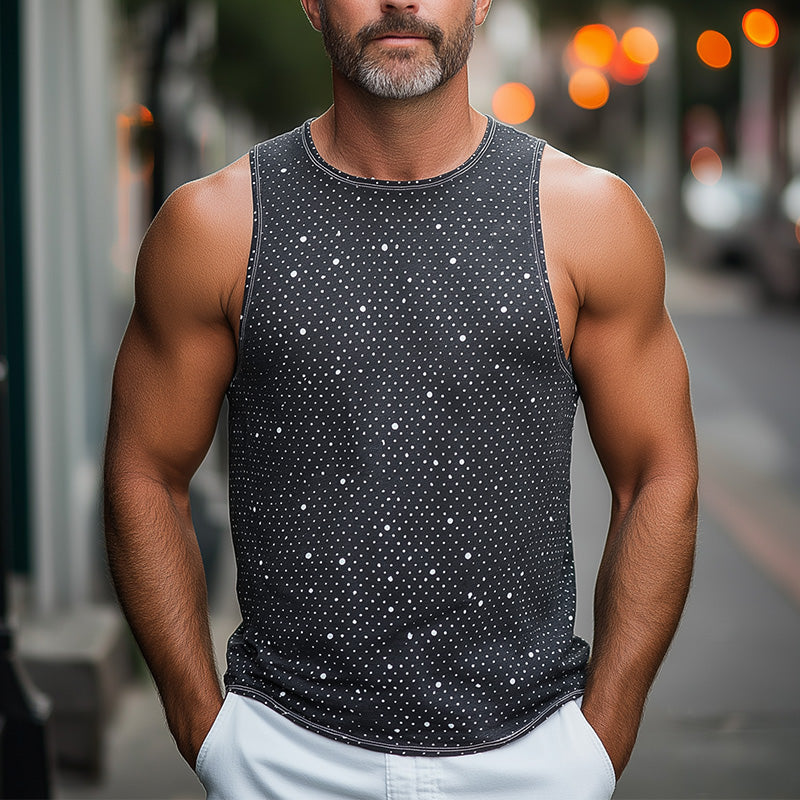 Monty | Men'S Summer Fashion Polka Dot Printed Cotton Tank Top