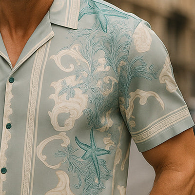 Sam | Men'S Summer Fashion Cool Satin Printed Short Sleeve Shirt