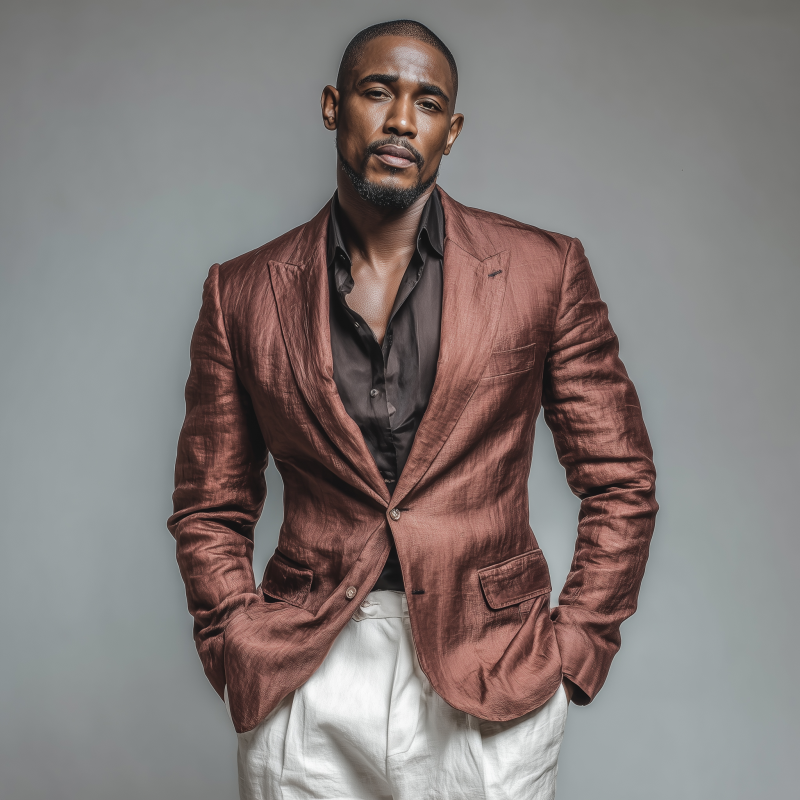 Arthur | Men'S Casual Solid Color Tencel Blended Peak Lapel Single Breasted Slim Fit Blazer