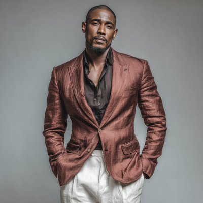 Arthur | Men'S Casual Solid Color Tencel Blended Peak Lapel Single Breasted Slim Fit Blazer