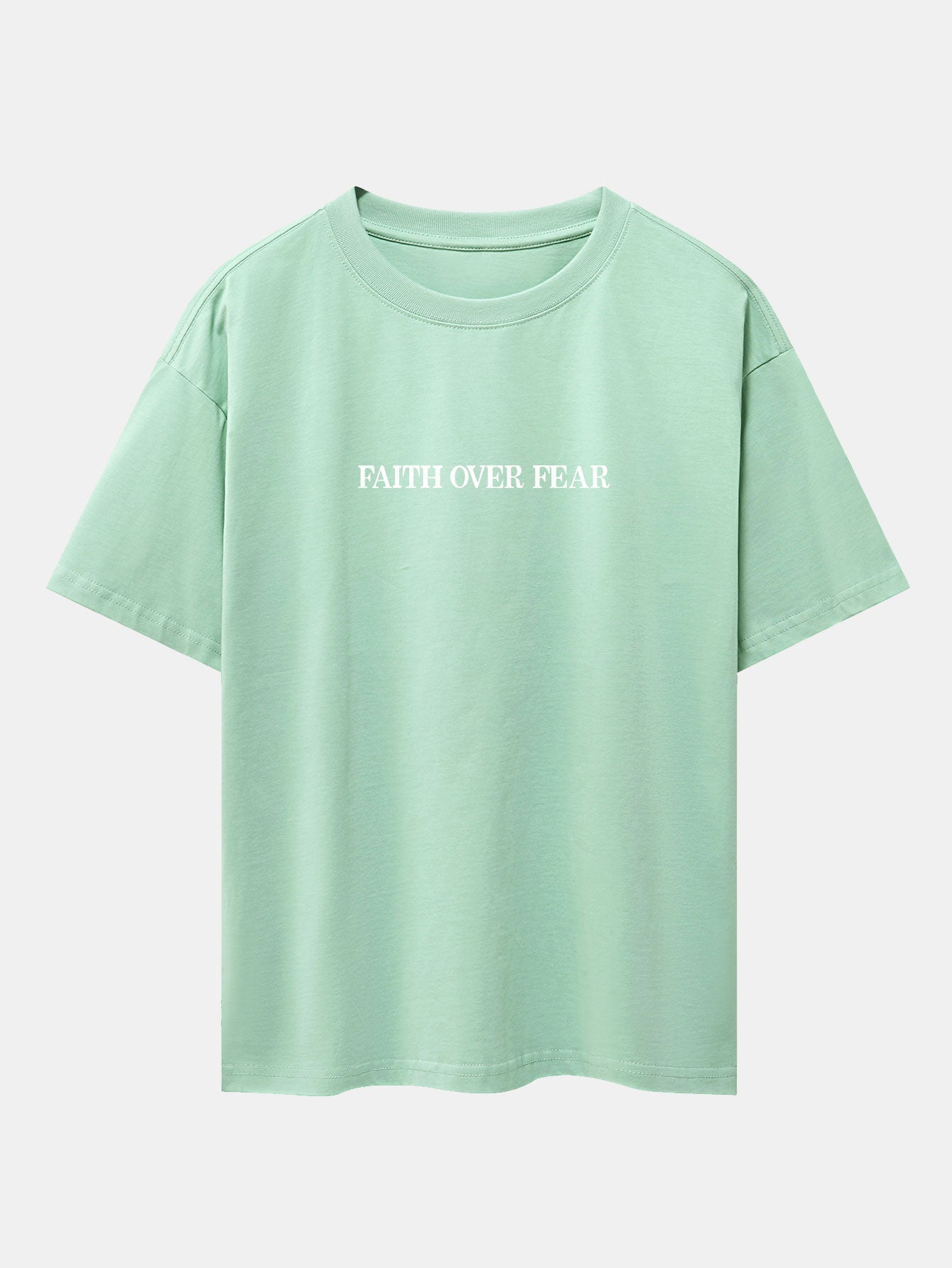 Norberto® | Faith Over Fear Print Drop Shoulder Oversize T-Shirt
