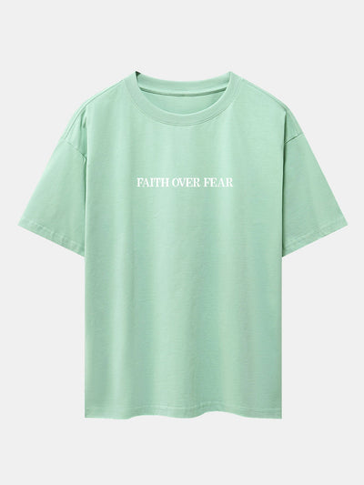 Norberto® | Faith Over Fear Print Drop Shoulder Oversize T-Shirt