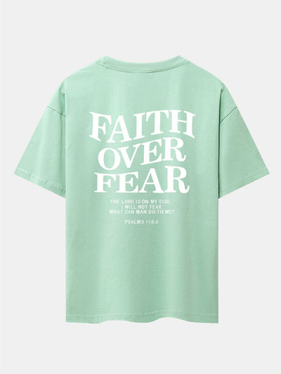 Norberto® | Faith Over Fear Print Drop Shoulder Oversize T-Shirt