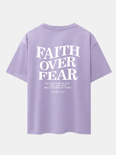 Norberto® | Faith Over Fear Print Drop Shoulder Oversize T-Shirt