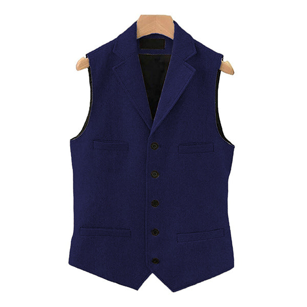 Men's Vintage Classic Wool Blended Lapel Single Breasted Suit Vest