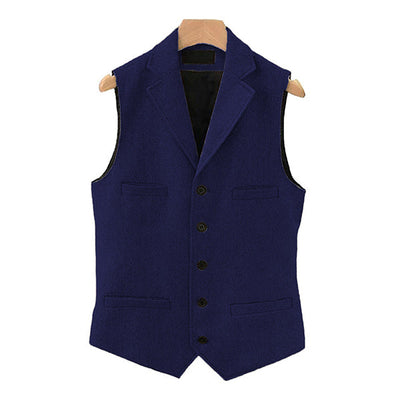 Men's Vintage Classic Wool Blended Lapel Single Breasted Suit Vest