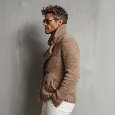 Men's Classic Retro gh Style Doble-breasted Lapelnitted Cardigan