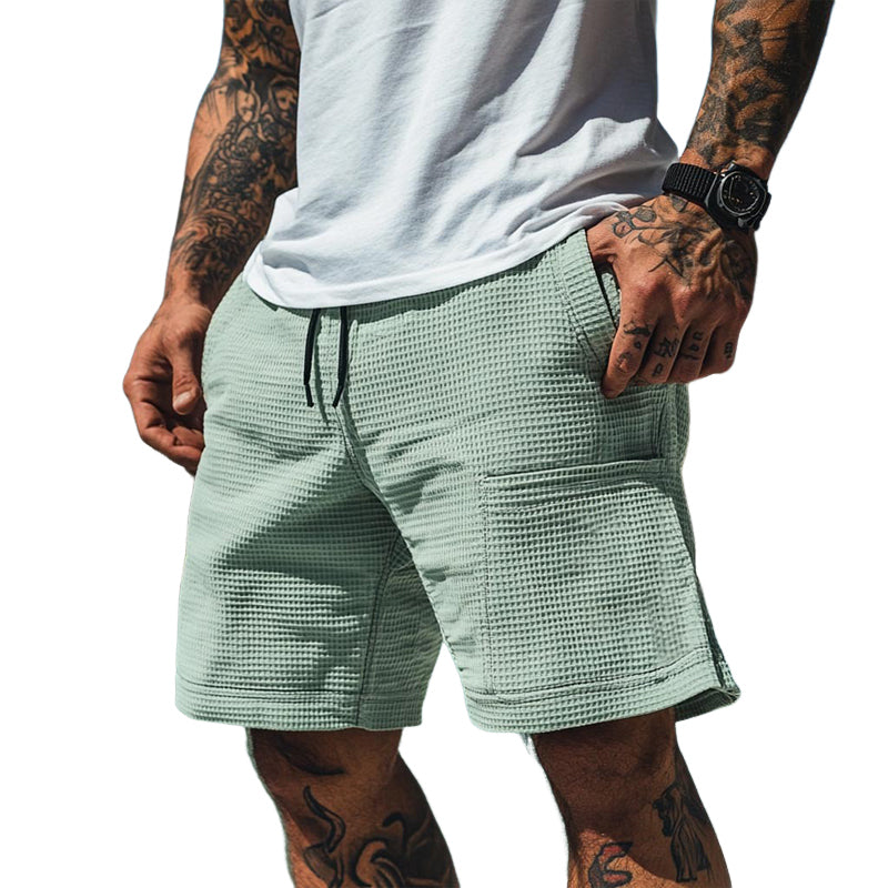 Pablo | Men'S Solid Waffle Elastic Casual Shorts