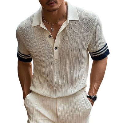 Gustavo | Men'S Casual Contrast Lapel Slim Fit Short Sleeve Knitted Short Sleeve Polo Shirt