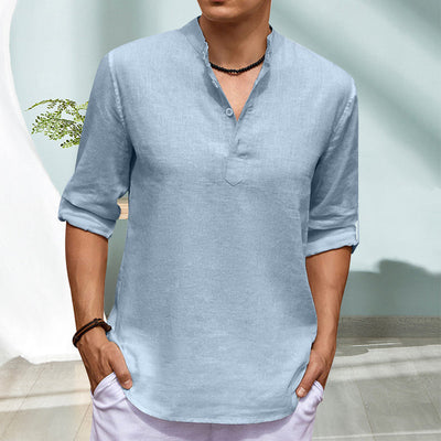 Jourdain® | Casual Solid Color Long-Sleeved Shirt With Stand-Up Collar