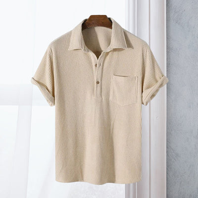 Jye® | Men'S Plaid Short Sleeve Loose Solid Color Lapel Shirt