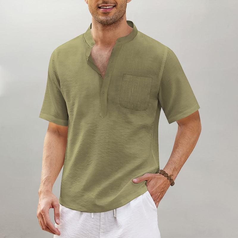 Justinian® | Plain Men'S Shirt With Stand-Up Collar