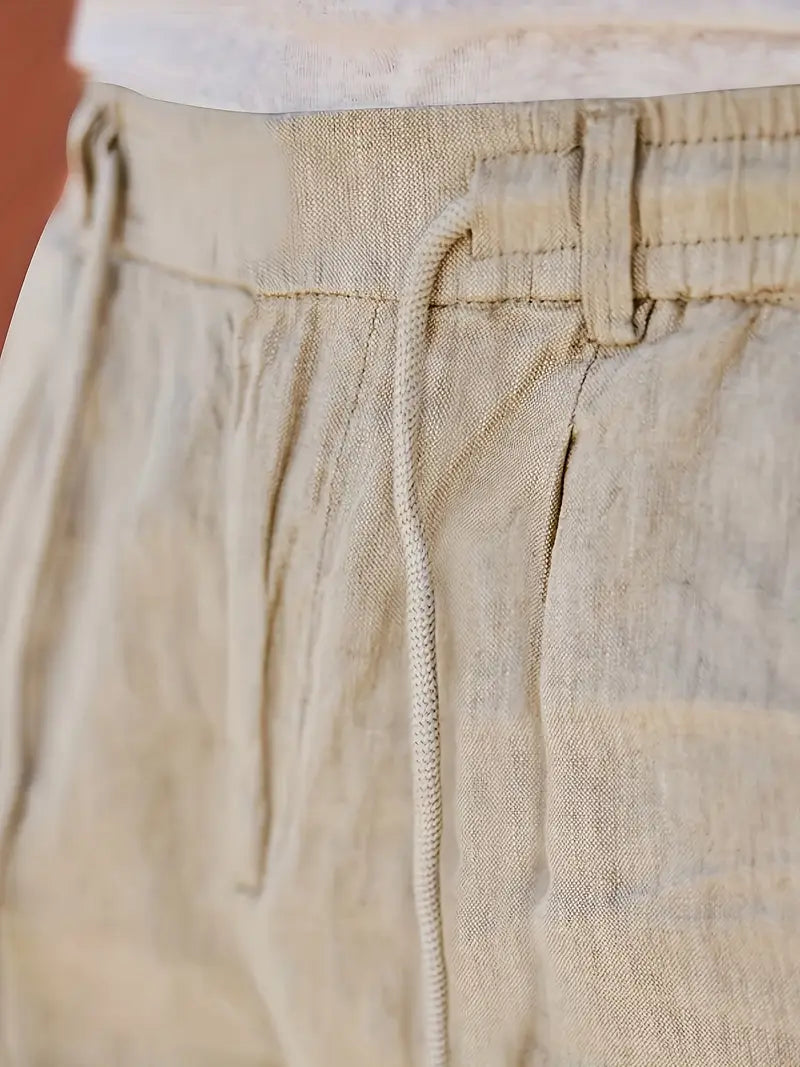 Joshua | Wide-leg linen pants with drawstring