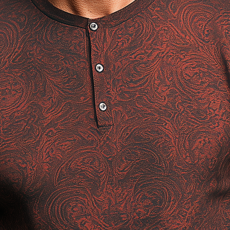 Daryl | Men'S Summer Fashion Personalized Printed Polyester Blended Short Sleeve Henley Shirt