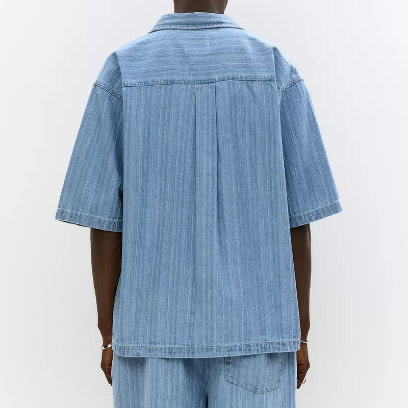 Jonathan | Men'S Summer Fashion Denim Jacquard Short Sleeve Shirt