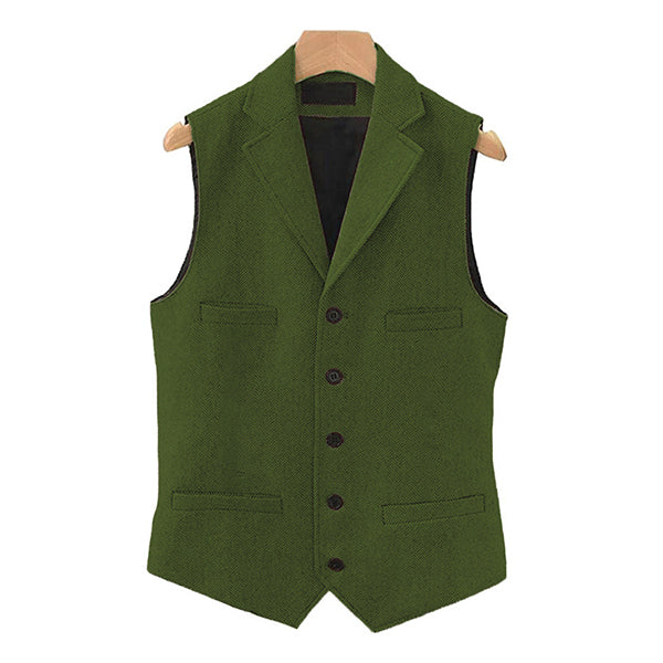 Men's Vintage Classic Wool Blended Lapel Single Breasted Suit Vest