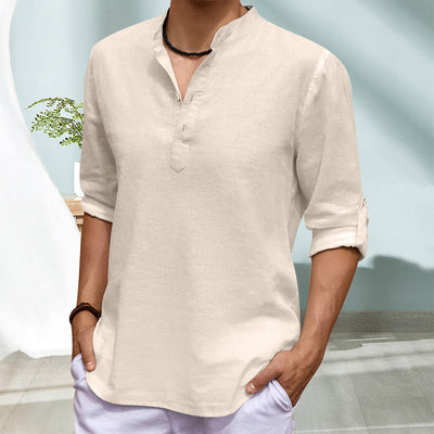 Jourdain® | Casual Solid Color Long-Sleeved Shirt With Stand-Up Collar