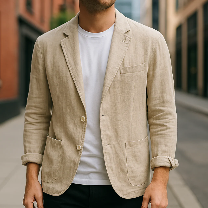 Tom | Men'S Vintage Casual Washed Linen Single Breasted Blazer