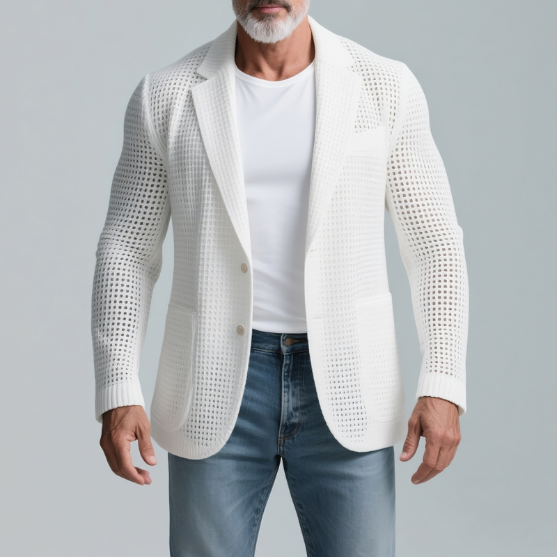 Men's Solidnit Notch Lapel Two Btns Casal BlazerZ