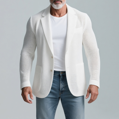 Men's Solidnit Notch Lapel Two Btns Casal BlazerZ