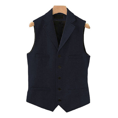 Men's Vintage Classic Wool Blended Lapel Single Breasted Suit Vest